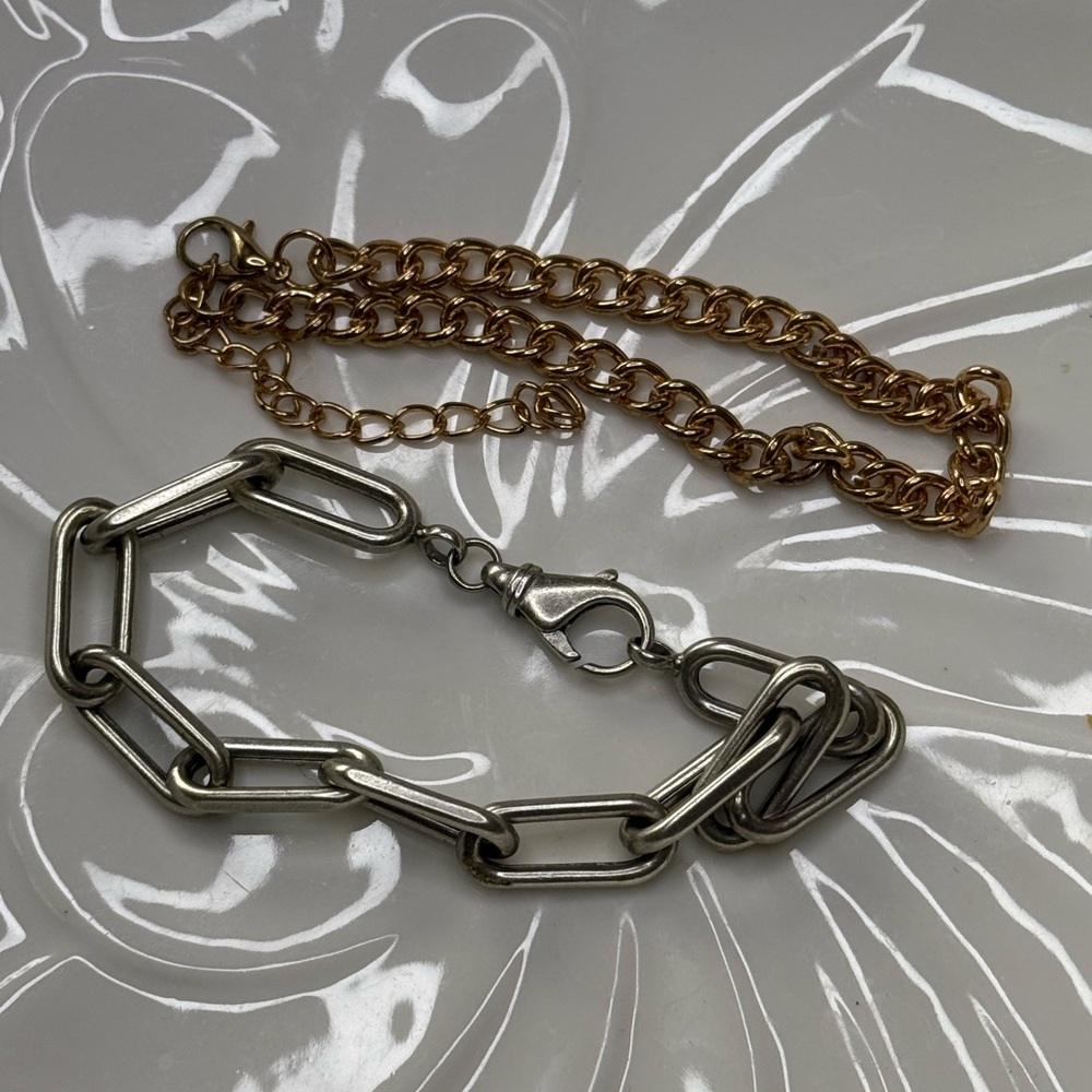 Mixed Metal Chain Set | Gold Anklet & Silver Bracelet
